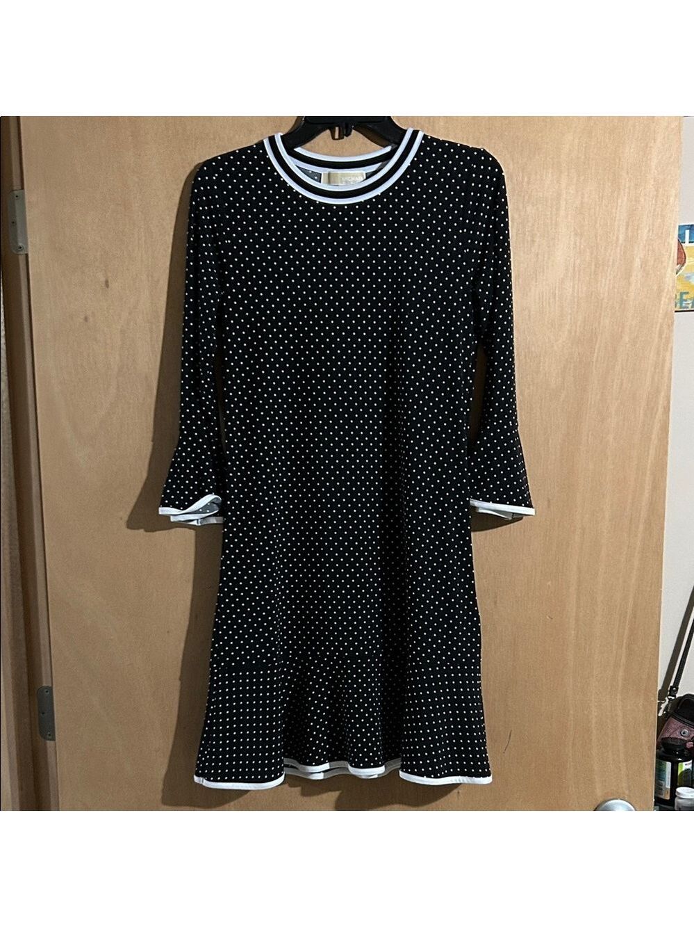 Michael Kors Vintage Elegant Black and White Polka Dot Dress